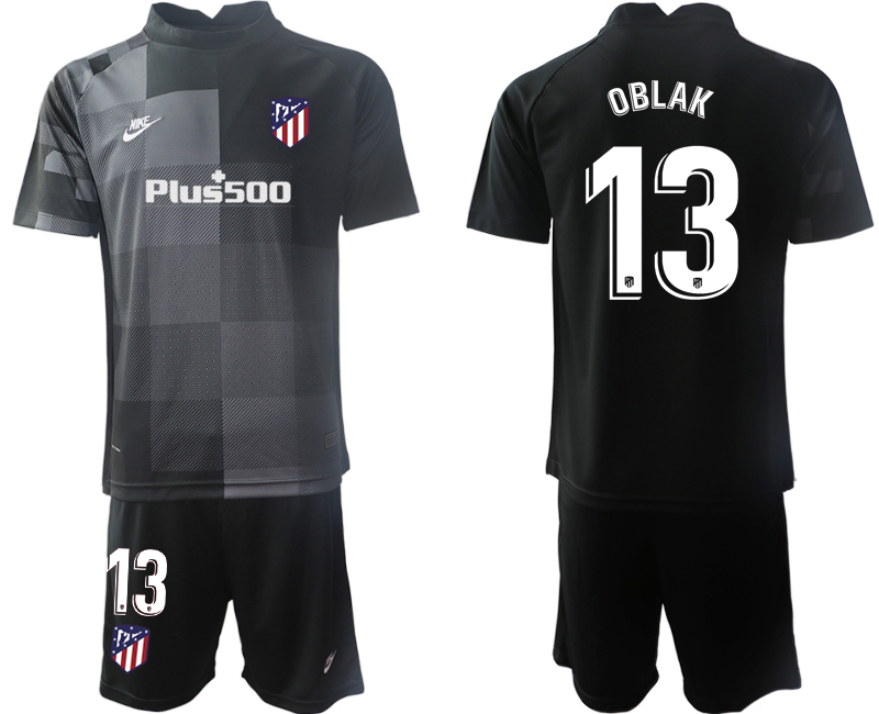 Men 2021-2022 Club Atletico Madrid black goalkeeper #13 Soccer Jersey